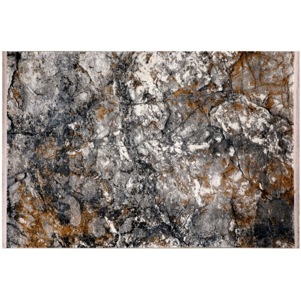 Tapete decorativo colección Amalfi rectangular en tonos gris oro