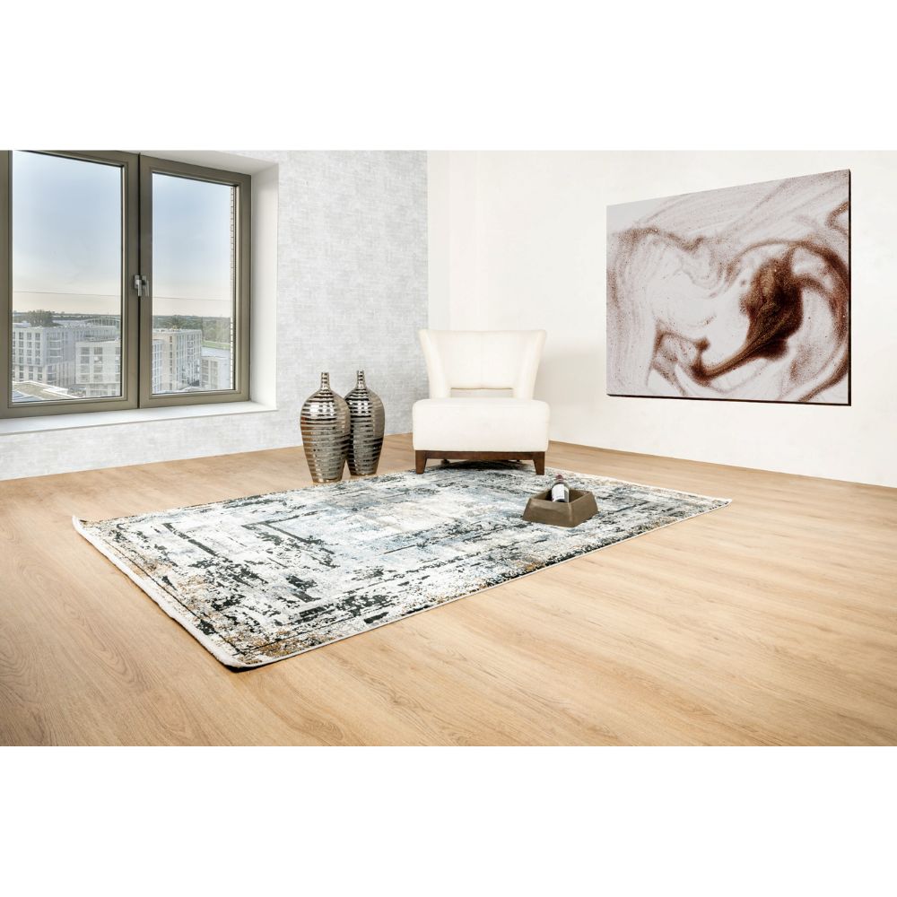 Tapete colección Amalfi T2243 rectangular en tono gris oro para decoración