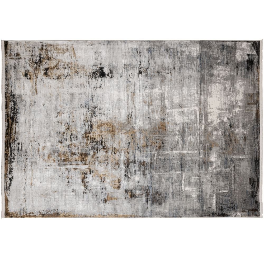 Tapete decorativo Amalfi T2283 rectangular en tonos crema, gris y oro