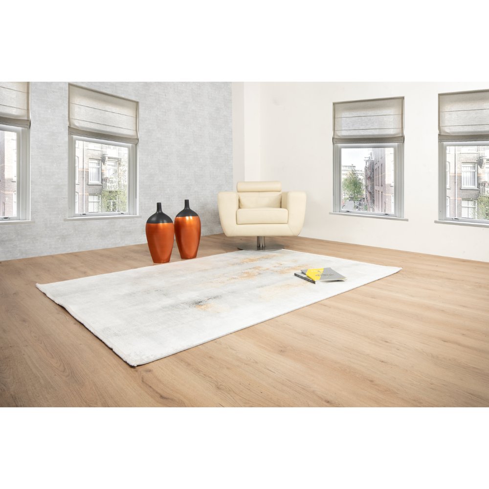 Tapete decorativo colección Amalfi T2286 rectangular en tonos crema, gris y oro