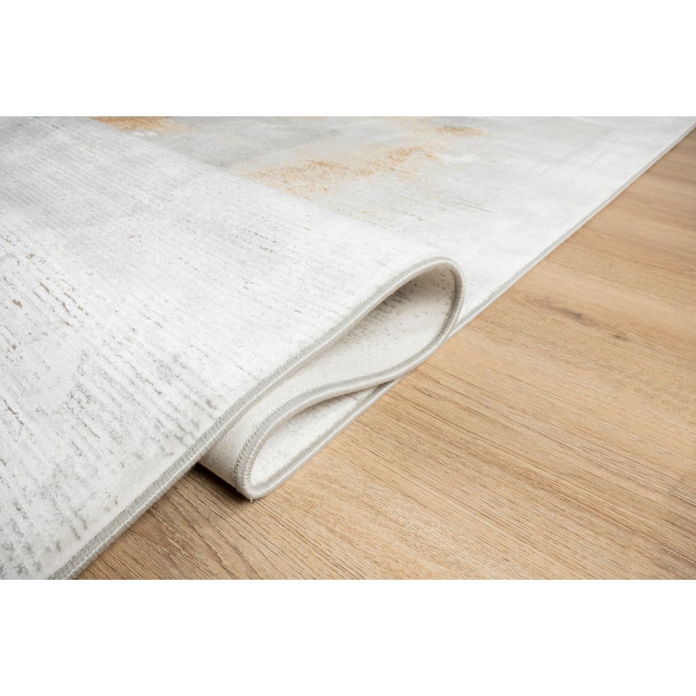 Tapete decorativo colección Amalfi T2286 rectangular en tonos crema, gris y oro