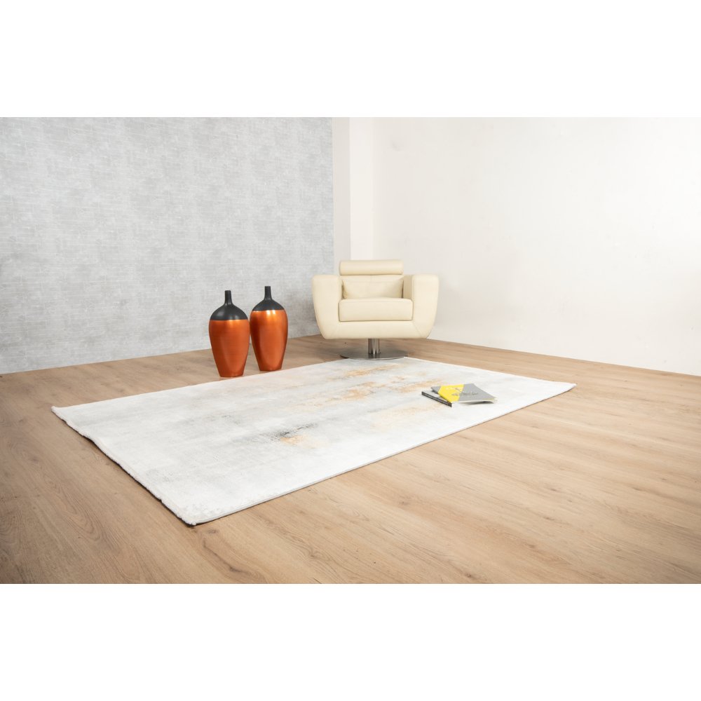 Tapete decorativo colección Amalfi T2286 rectangular en tonos crema, gris y oro