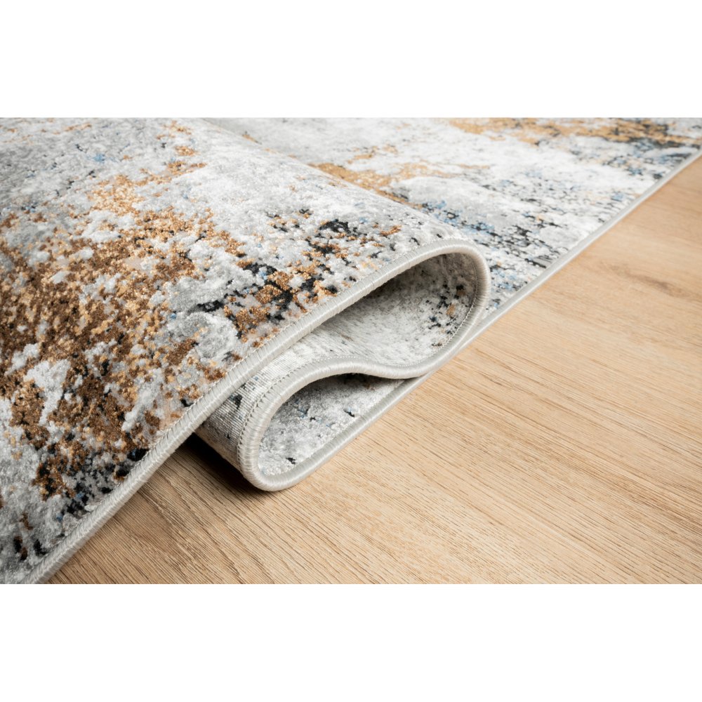 Tapete decorativo colección Amalfi T2287 rectangular en tonos crema, gris y oro
