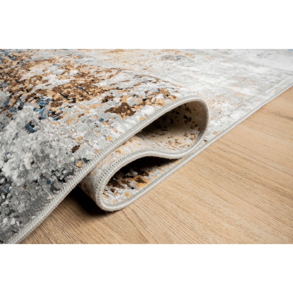 Tapete colección Amalfi T2288 rectangular en tonos crema, gris y oro para decoración