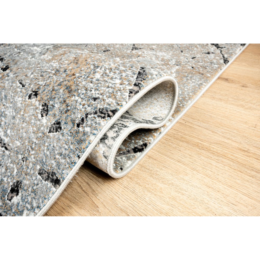 Tapete decorativo Amalfi T2290 rectangular en tonos crema, gris y oro
