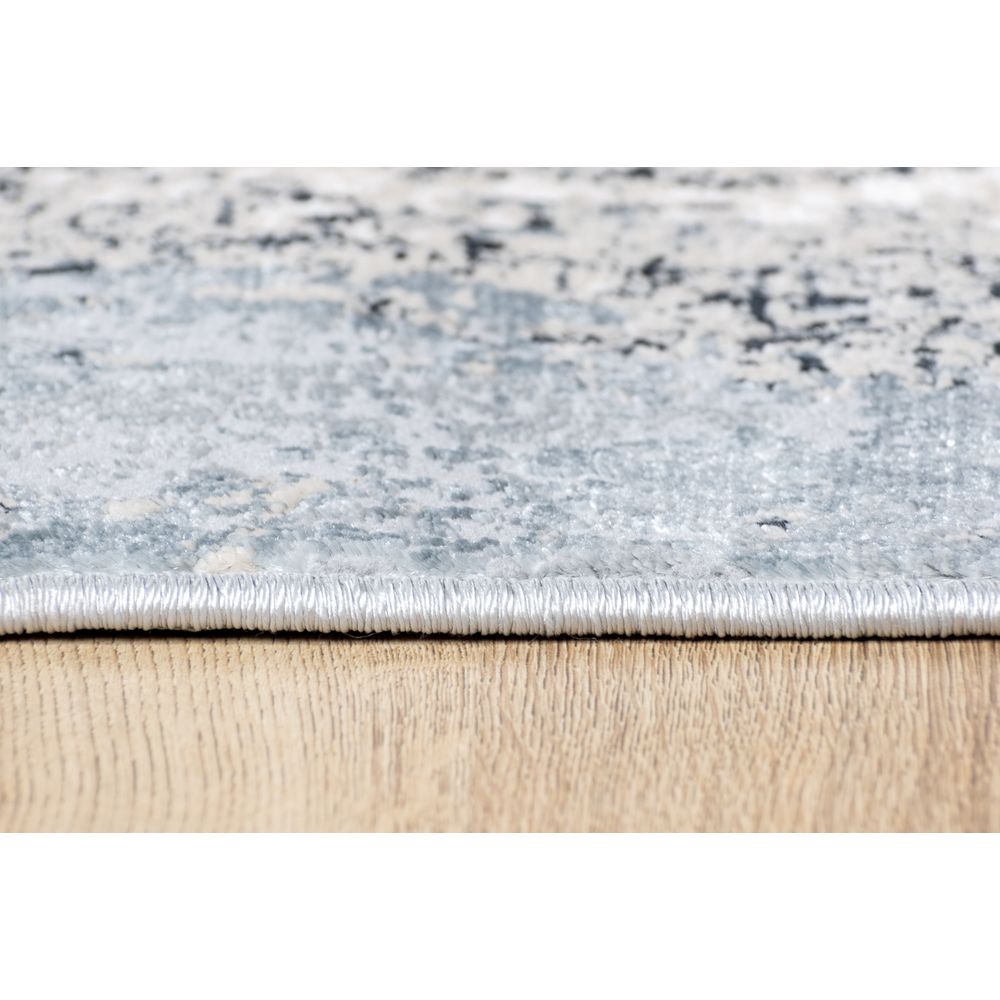 Tapete decorativo colección Belma U6025 rectangular de polipropileno y poliéster en plata y negro