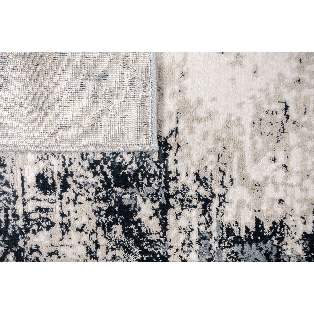 Tapete decorativo colección Belma U6025 rectangular de polipropileno y poliéster en plata y negro