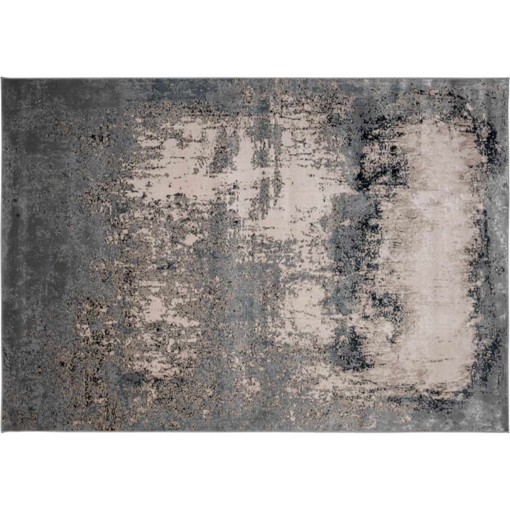 Tapete decorativo colección Belma U6025 rectangular de polipropileno y poliéster en plata y negro
