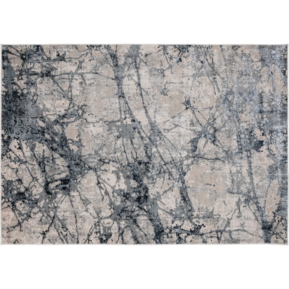 Tapete colección Belma U6026 rectangular de polipropileno y poliéster en tono plata negro