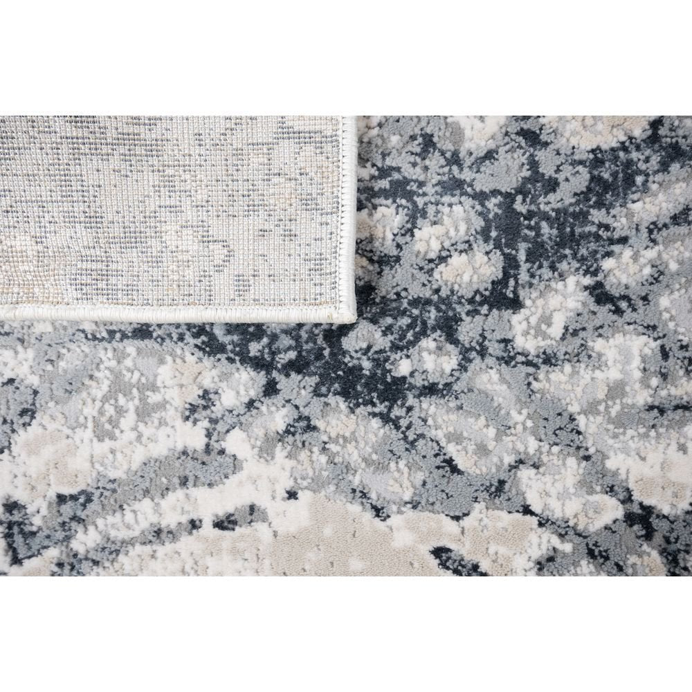 Tapete colección Belma U6026 rectangular de polipropileno y poliéster en tono plata negro