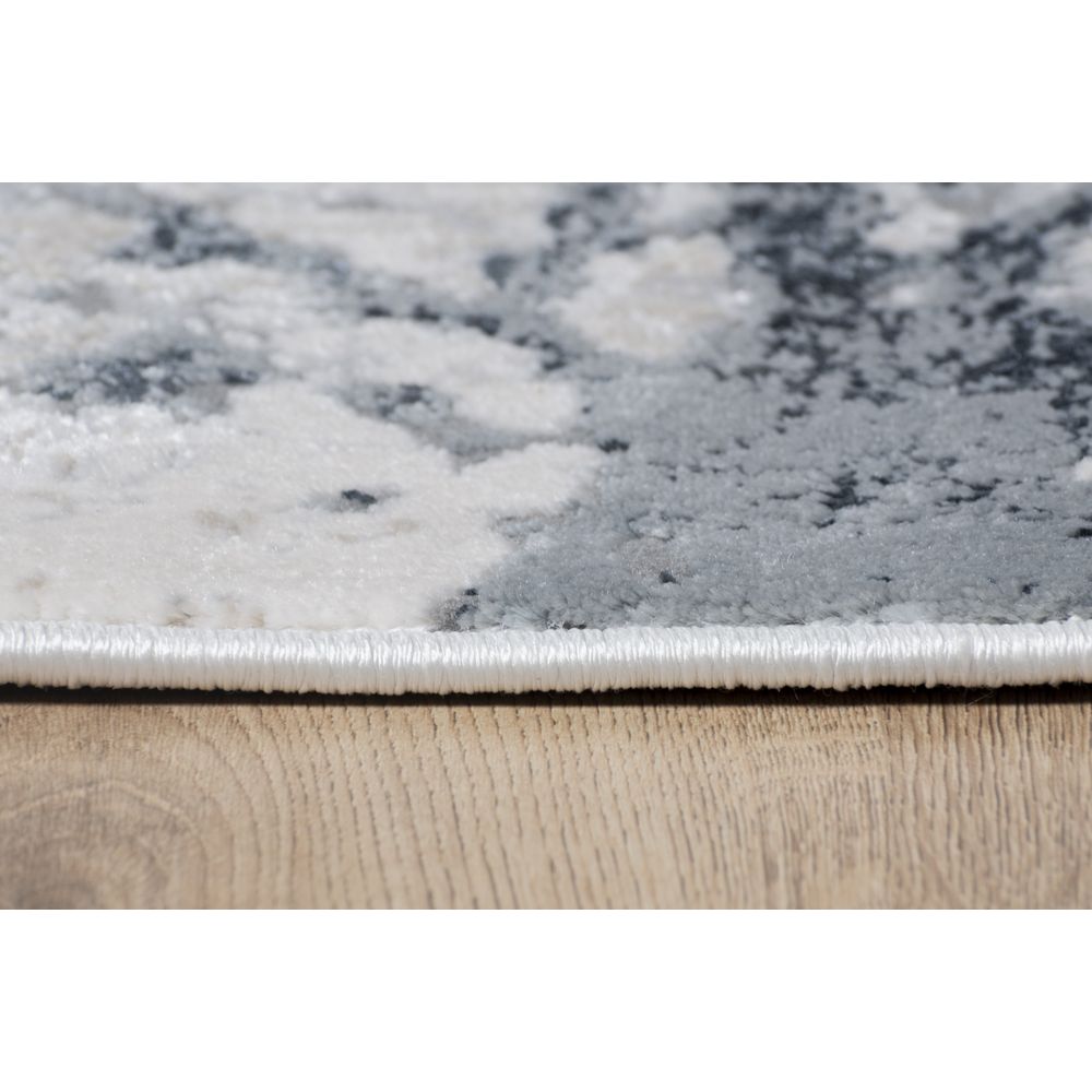 Tapete colección Belma U6026 rectangular de polipropileno y poliéster en tono plata negro