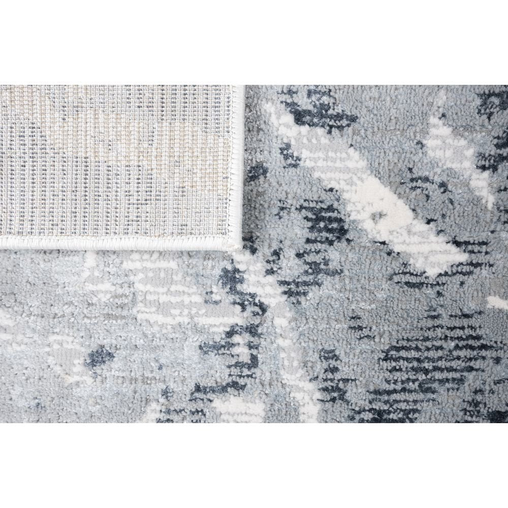 Tapete decorativo colección Belma U6027 rectangular en polipropileno y poliéster color plata negro