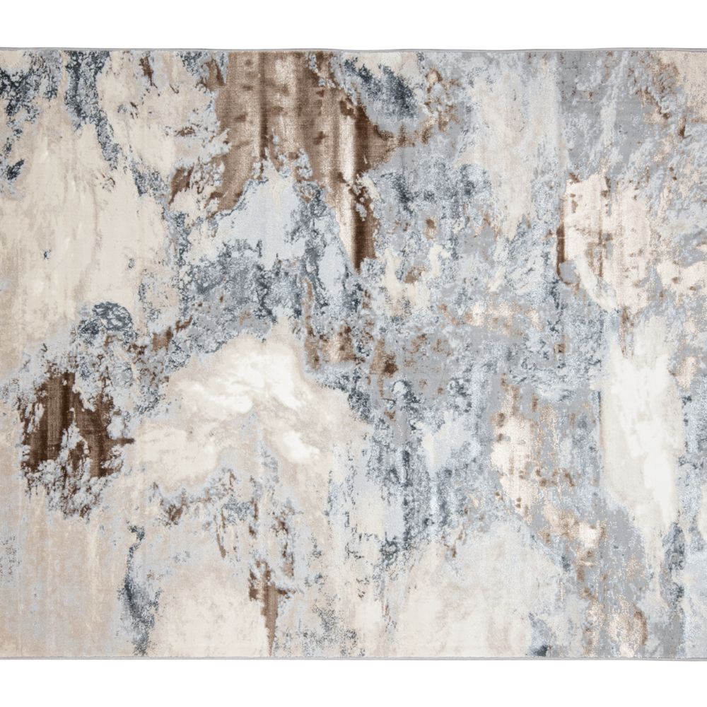 Tapete decorativo Besni T4033 rectangular de poliéster y polipropileno en gris, oro y plata