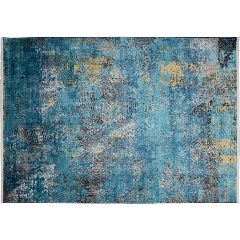 Tapete decorativo colección Civita T2265 rectangular en turquesa gris oro