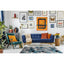 Tapete decorativo colección Civita rectangular en tonos turquesa, gris y oro