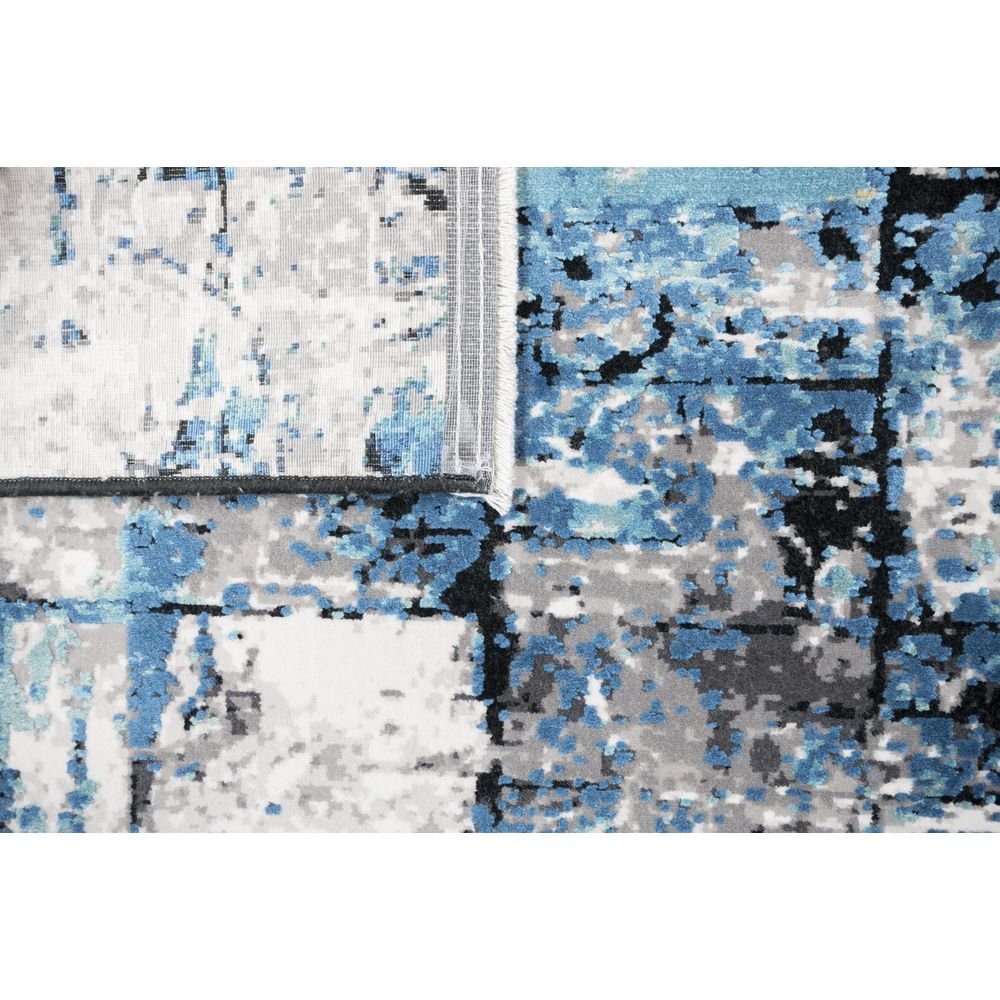 Tapete decorativo colección Civita rectangular en tonos turquesa, gris y oro