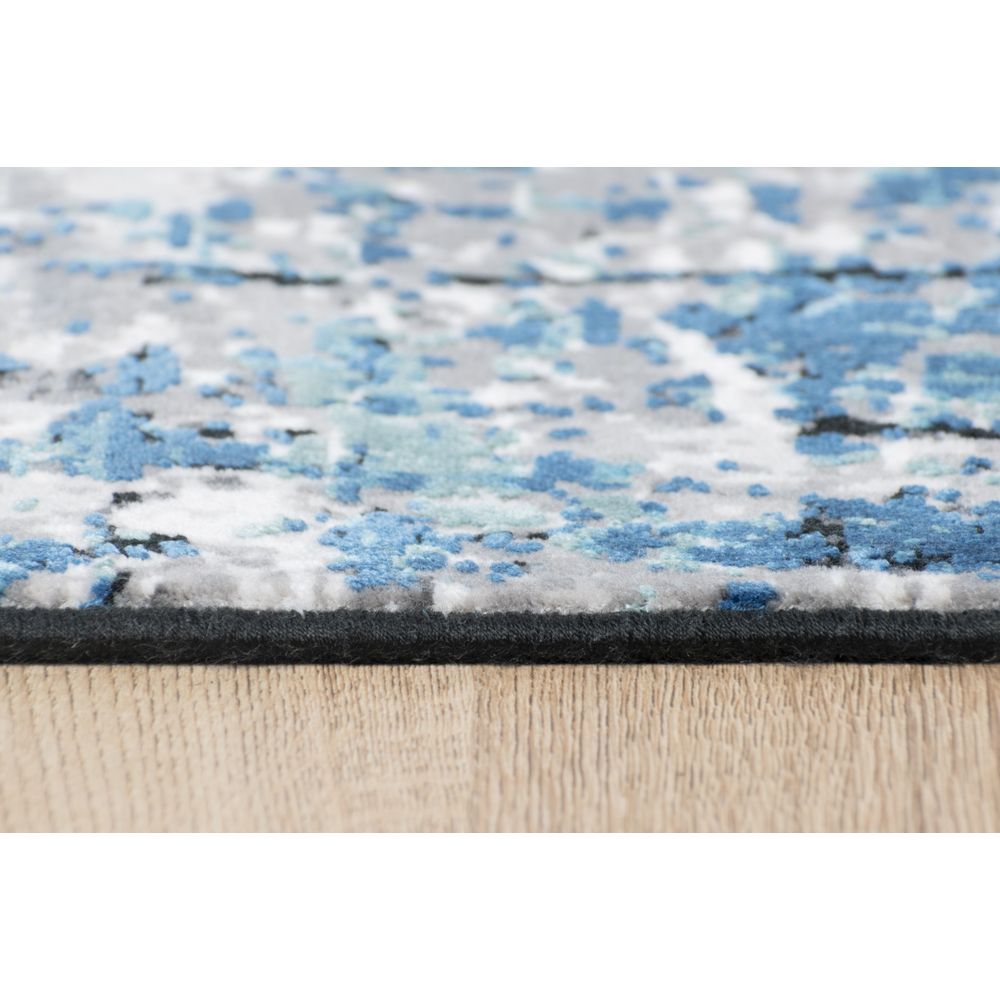 Tapete decorativo colección Civita rectangular en tonos turquesa, gris y oro