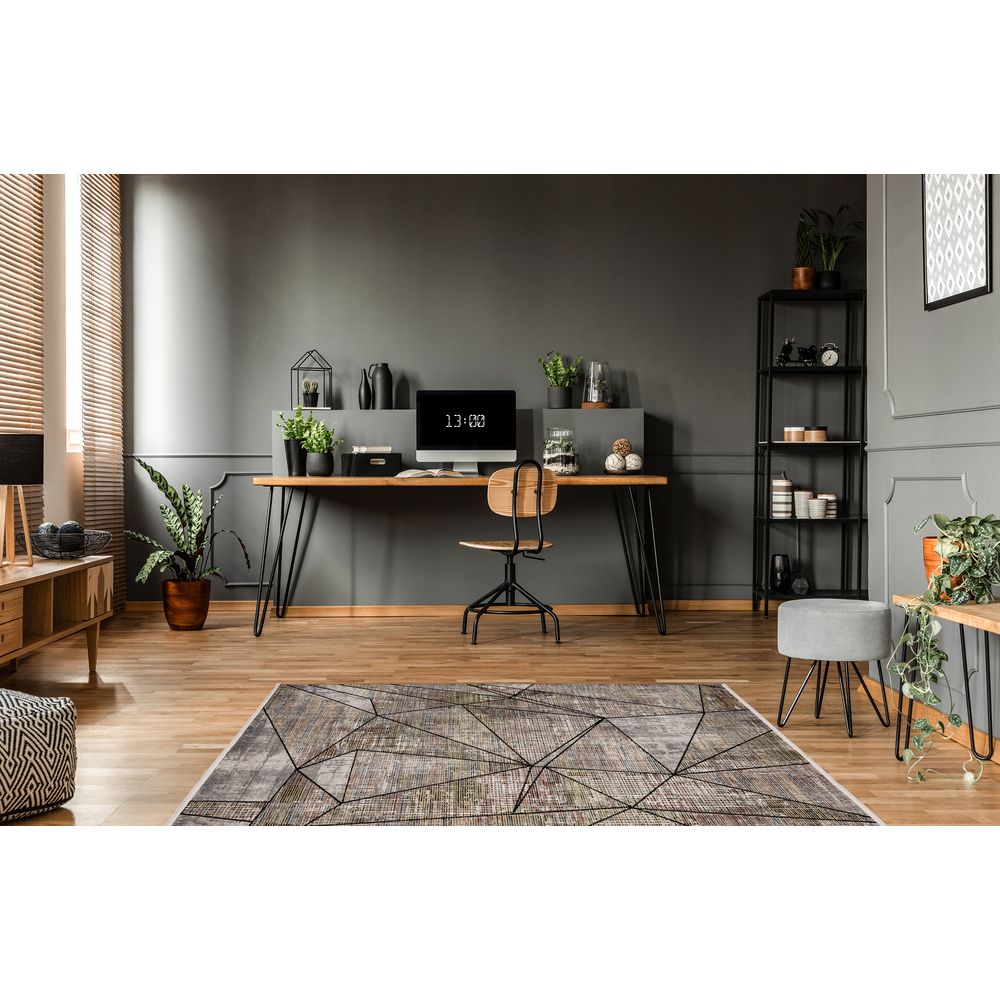 Tapete decorativo colección Civita T2268 rectangular en tonos gris y bronce
