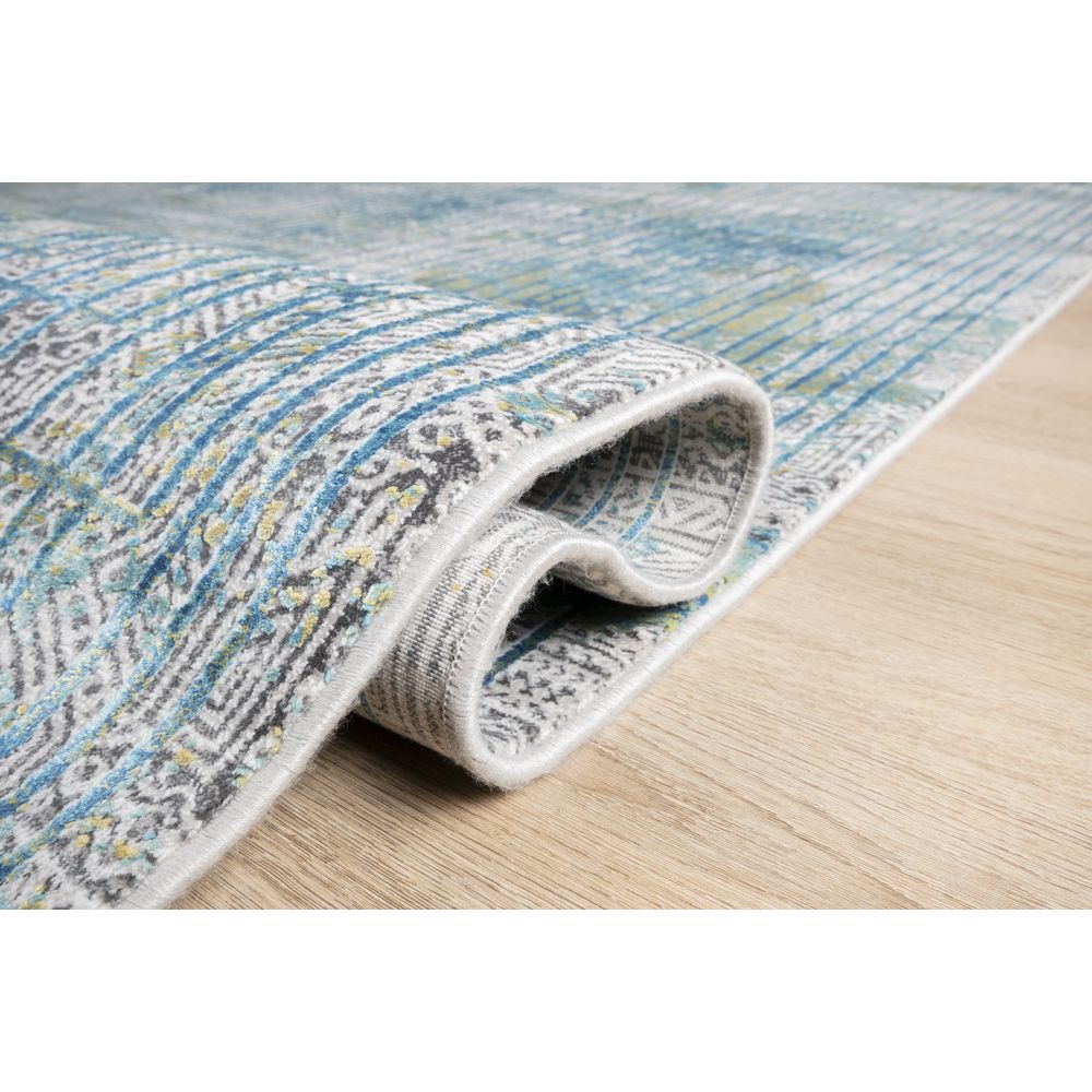 Tapete colección Civita T2269 rectangular en tonos turquesa y gris para decoración