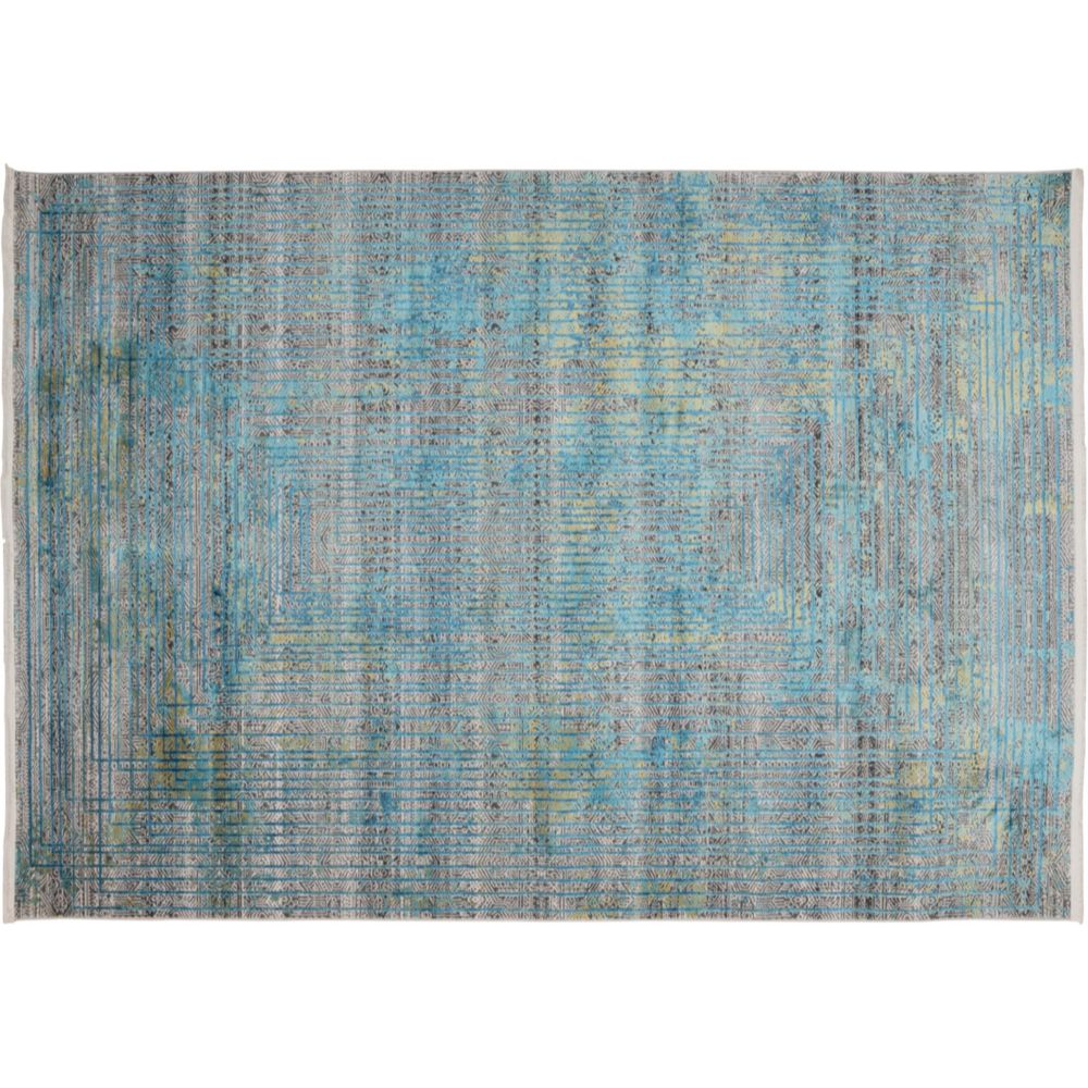 Tapete colección Civita T2269 rectangular en tonos turquesa y gris para decoración