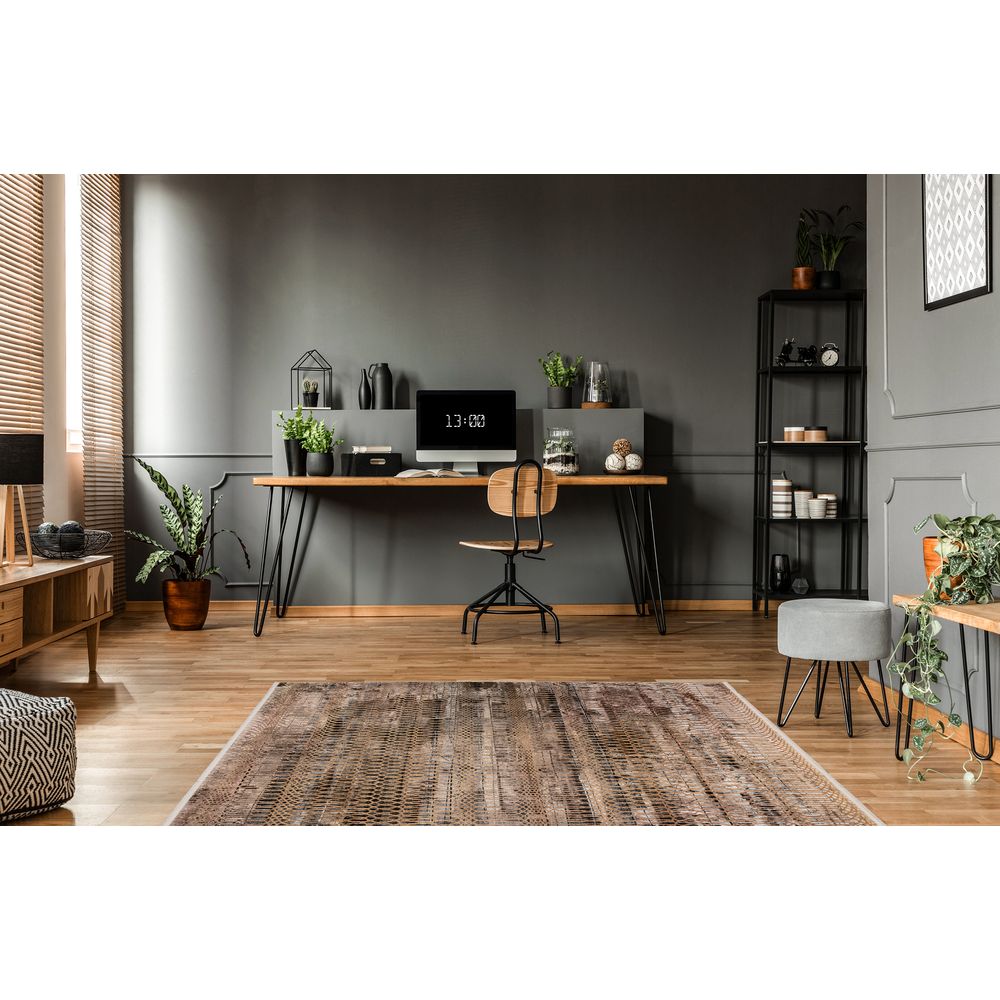 Tapete decorativo colección Civita T2270 rectangular color crema gris oro