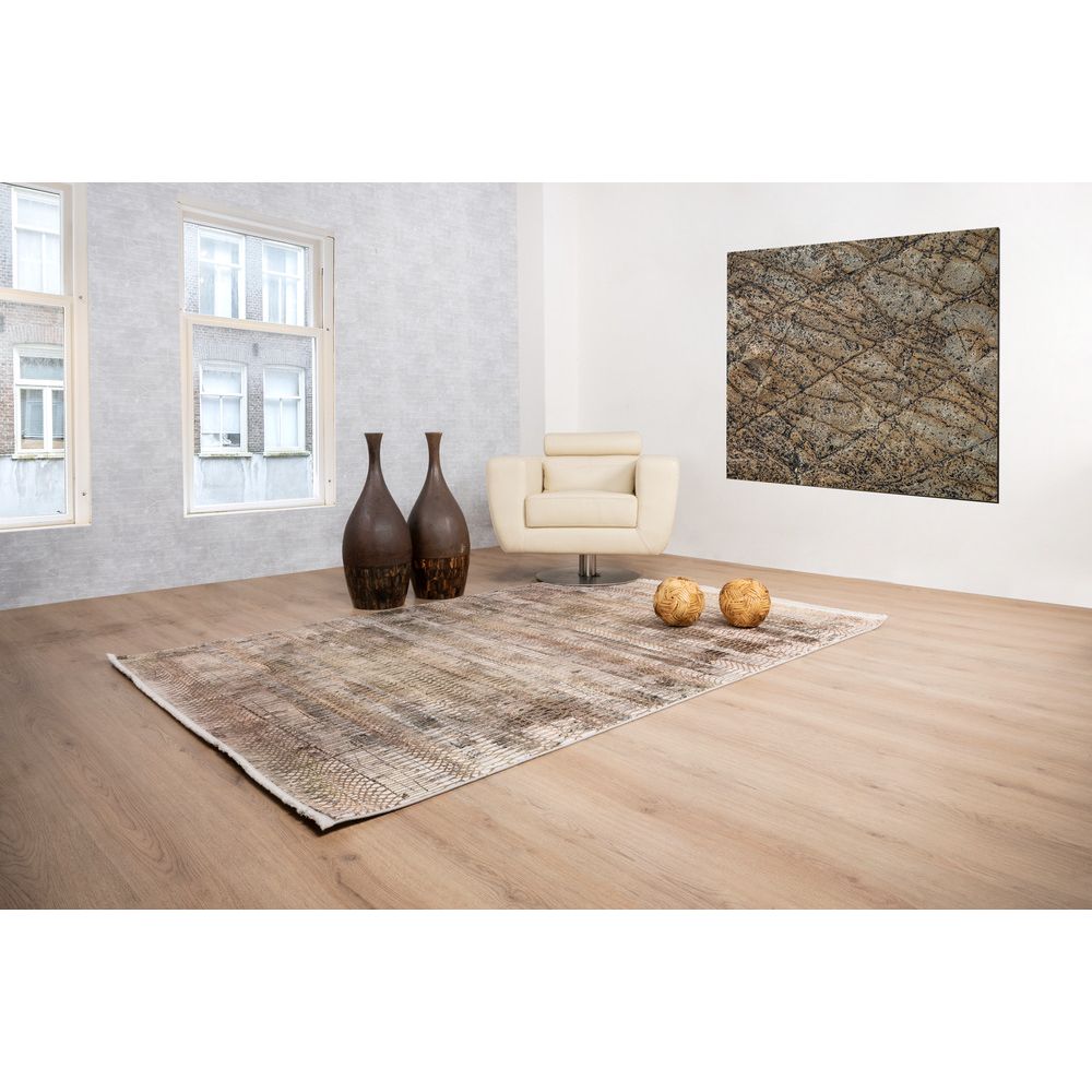Tapete decorativo colección Civita T2270 rectangular color crema gris oro