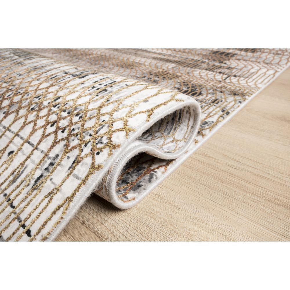 Tapete decorativo colección Civita T2270 rectangular color crema gris oro