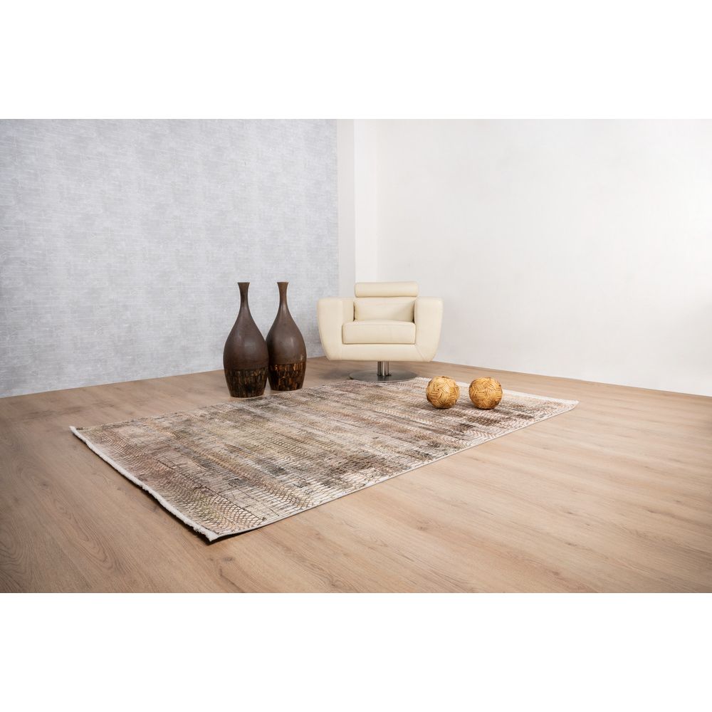Tapete decorativo colección Civita T2270 rectangular color crema gris oro