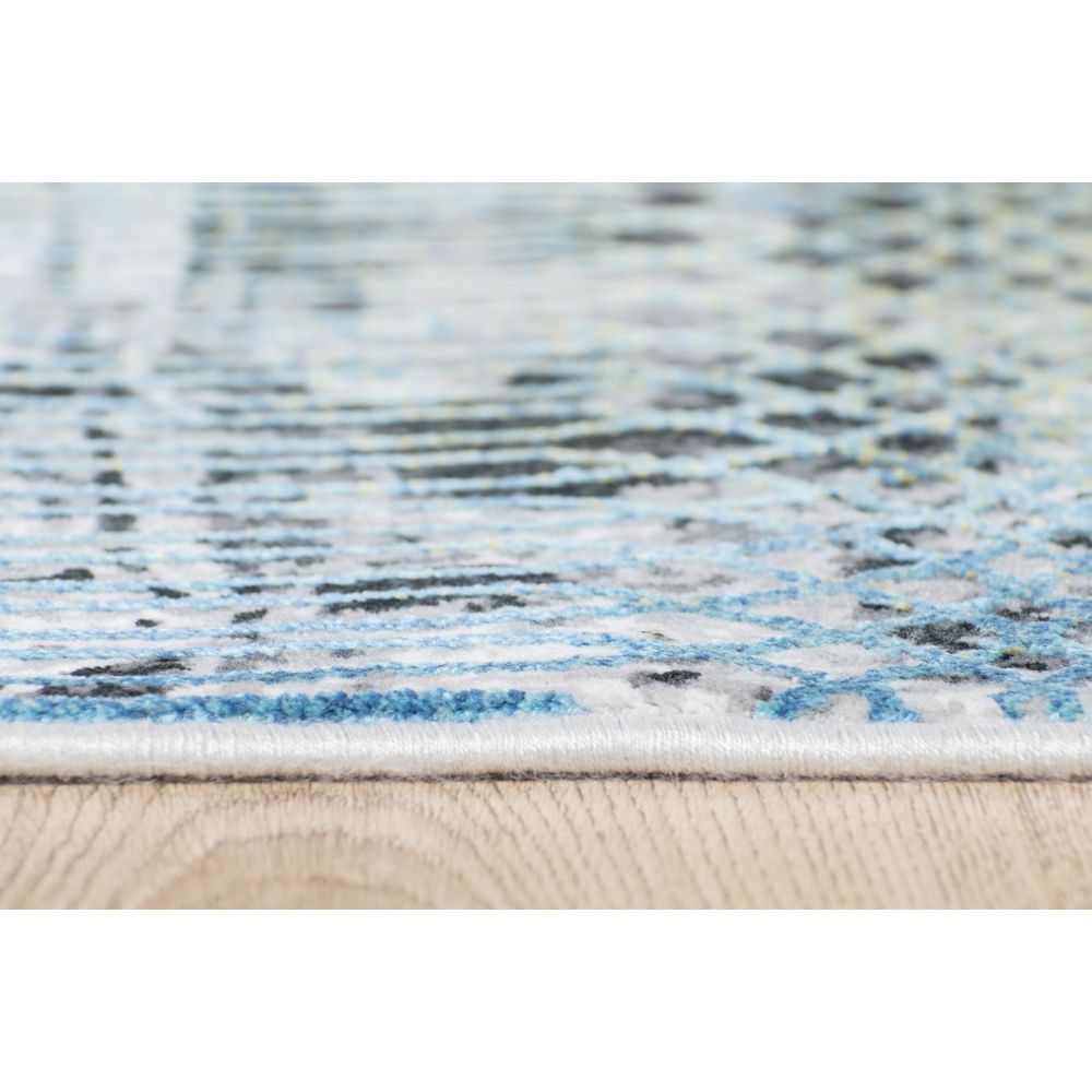 Tapete decorativo Civita T2271 rectangular en tonos crema, gris y turquesa