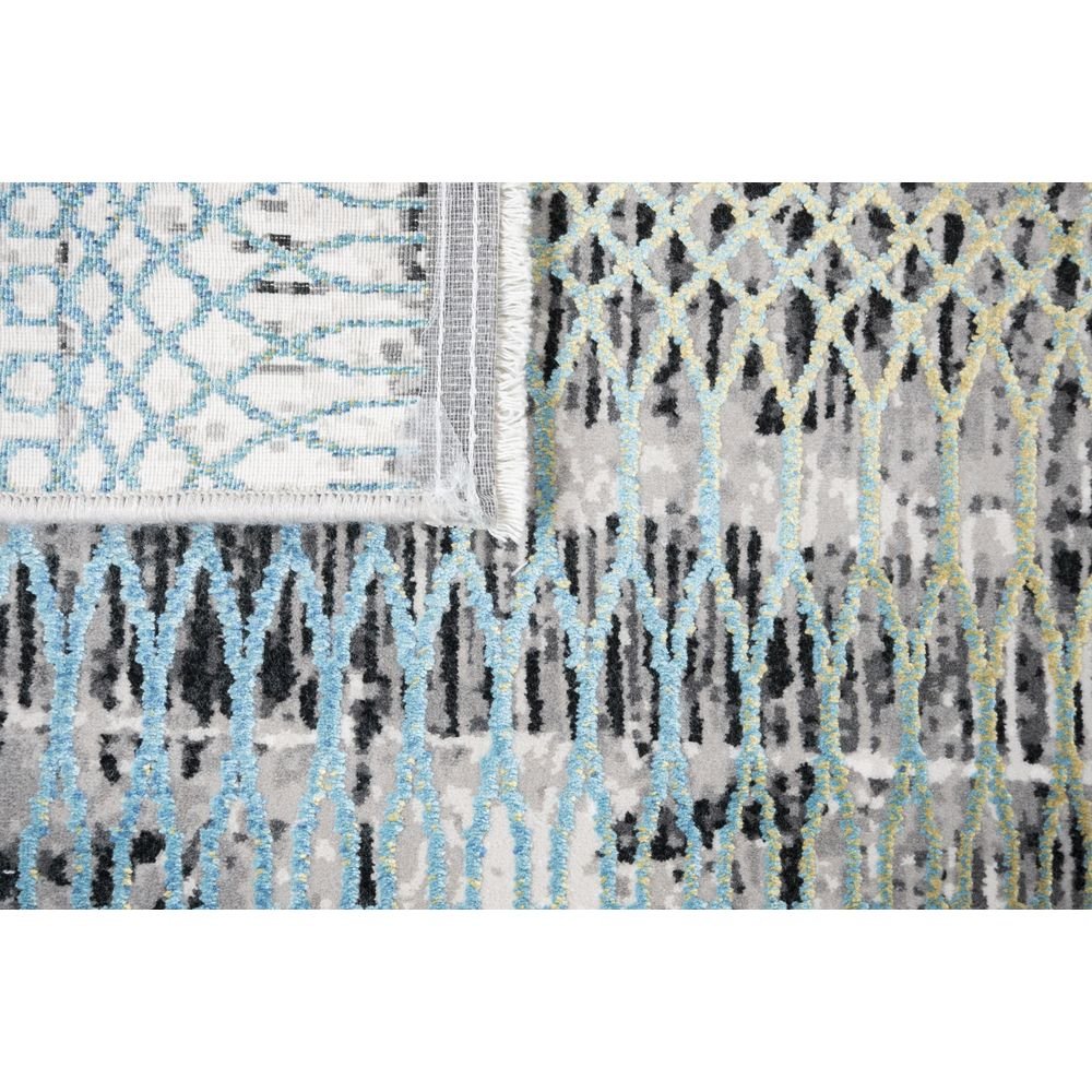 Tapete decorativo Civita T2271 rectangular en tonos crema, gris y turquesa