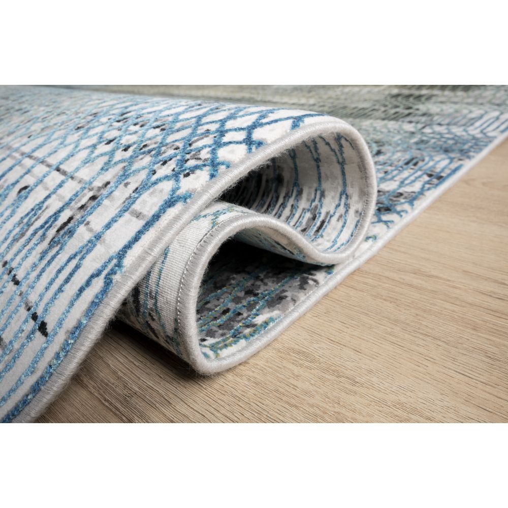 Tapete decorativo Civita T2271 rectangular en tonos crema, gris y turquesa