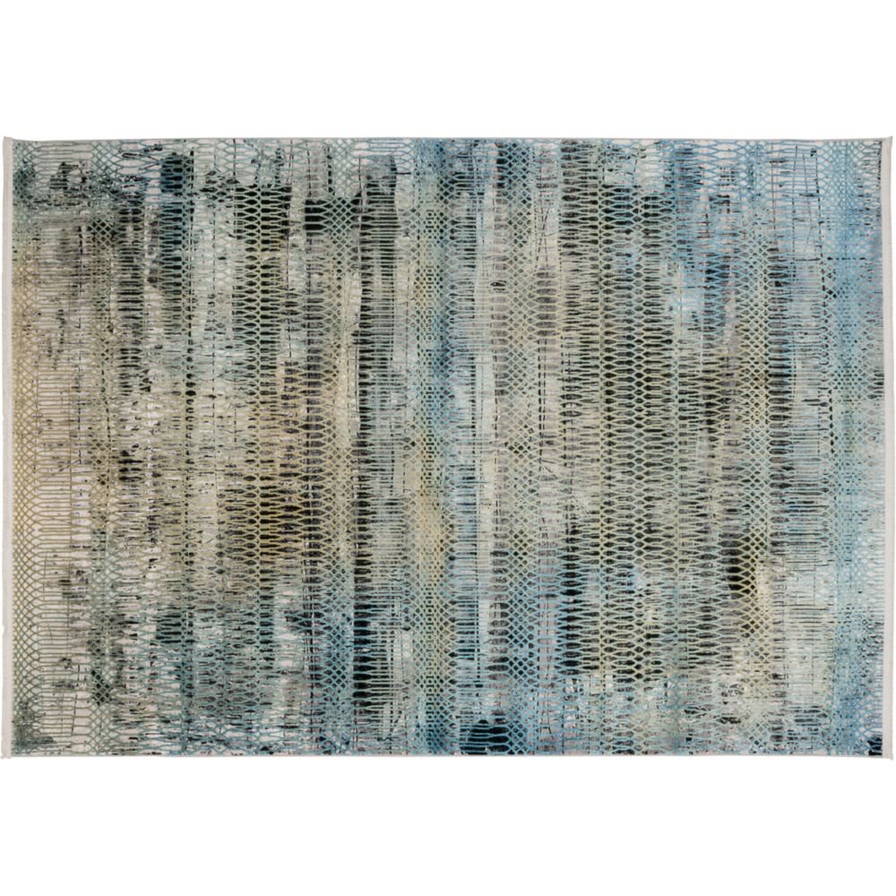 Tapete decorativo Civita T2271 rectangular en tonos crema, gris y turquesa