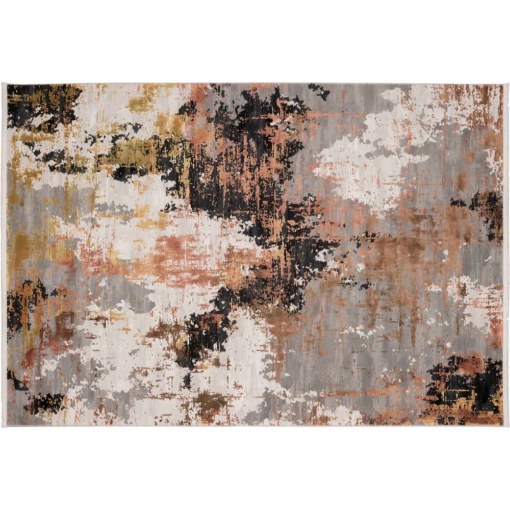 Tapete decorativo colección Civita rectangular en tonos crema, gris y oro
