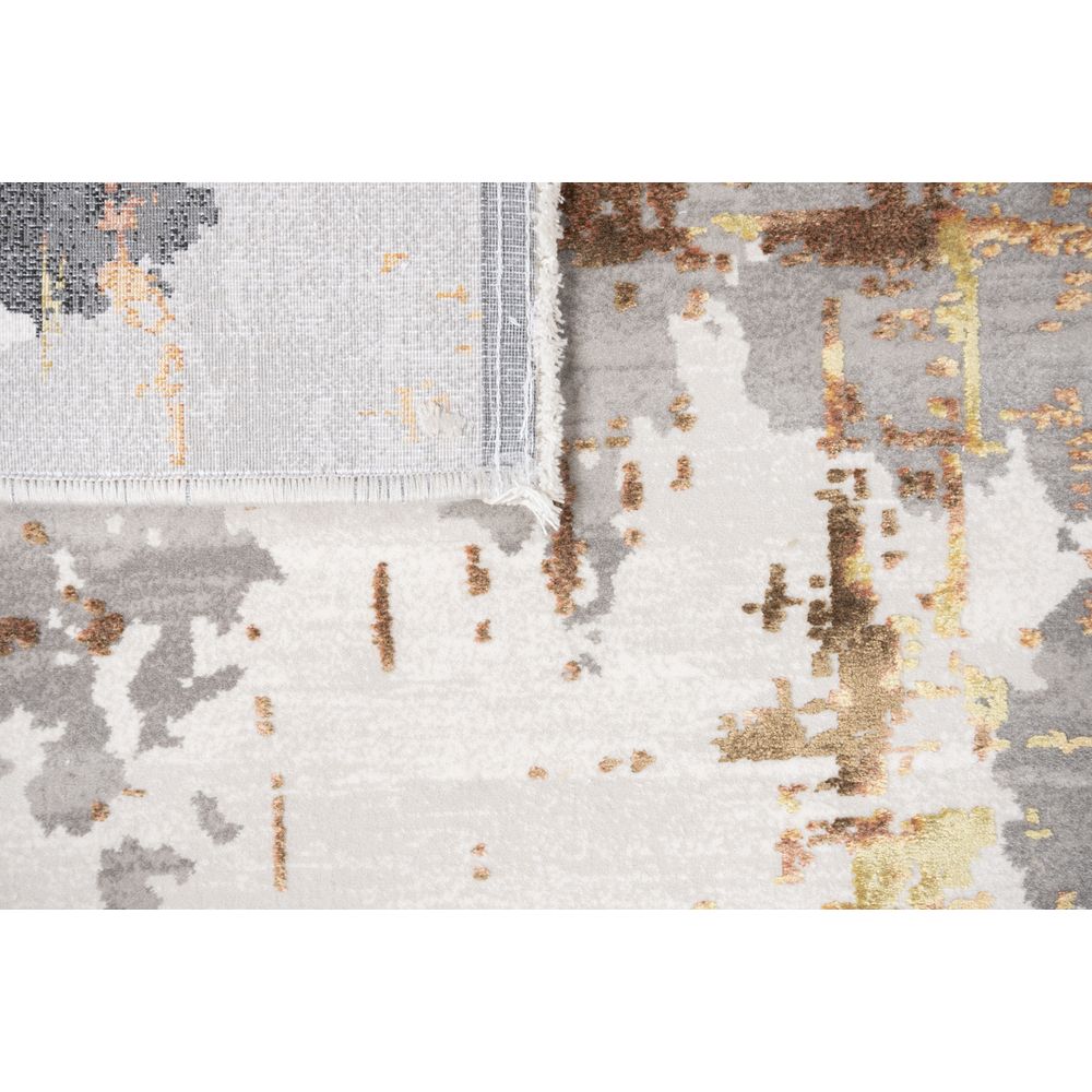 Tapete decorativo colección Civita rectangular en tonos crema, gris y oro