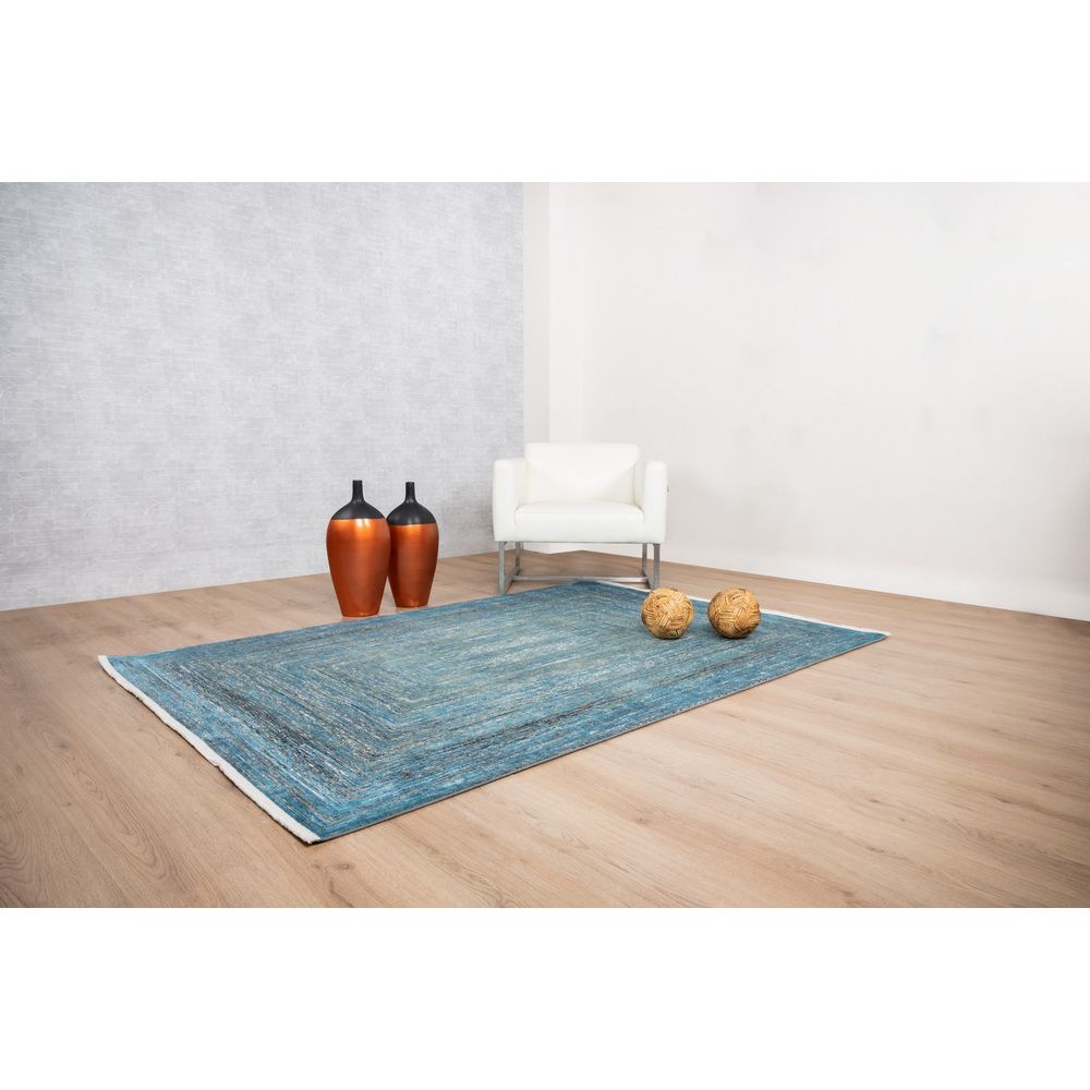 Tapete decorativo colección Civita T2274 rectangular en tonos turquesa y gris
