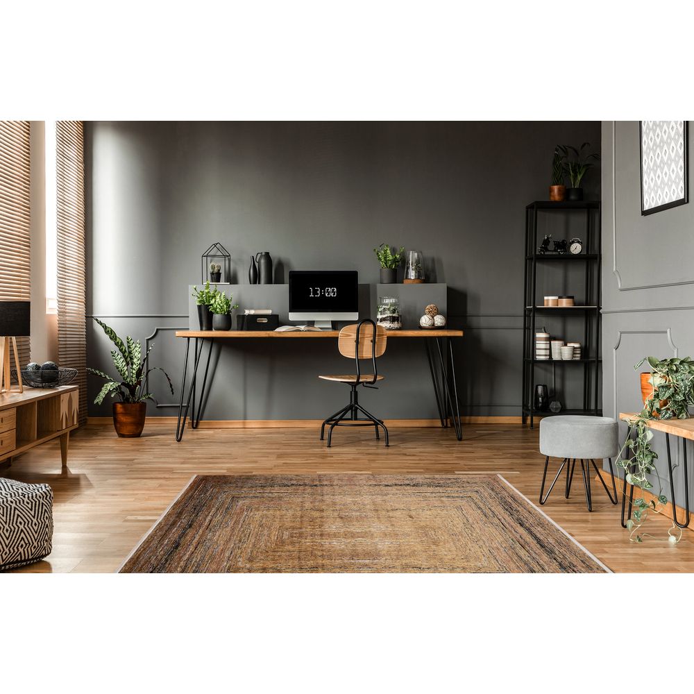 Tapete decorativo colección Civita T2275 rectangular en tonos gris y oro
