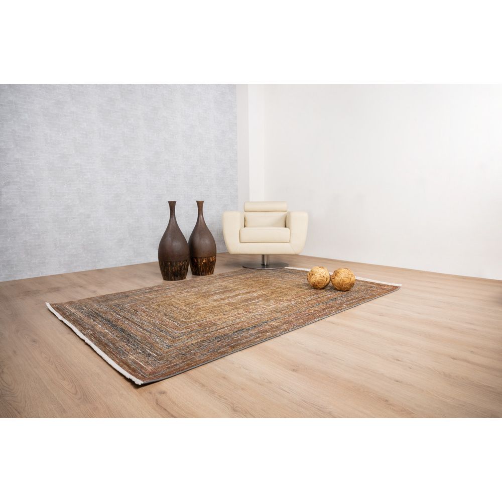 Tapete decorativo colección Civita T2275 rectangular en tonos gris y oro