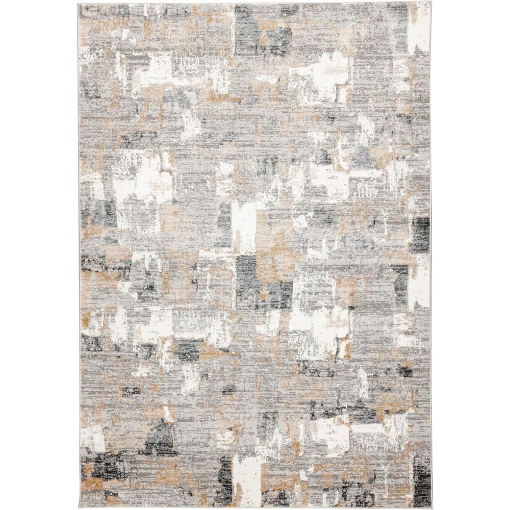 Tapete colección Dalia T2327 rectangular de poliéster y polipropileno en tono gris crema