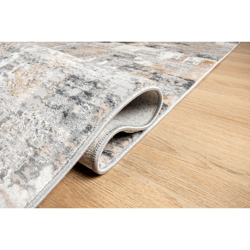 Tapete colección Dalia T2327 rectangular de poliéster y polipropileno en tono gris crema