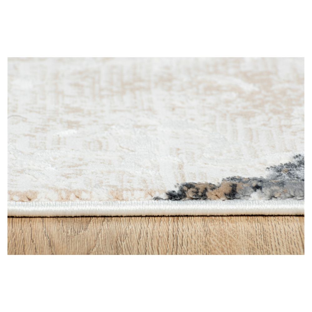 Tapete decorativo colección Dalia T2328 rectangular en poliéster y polipropileno color gris crema