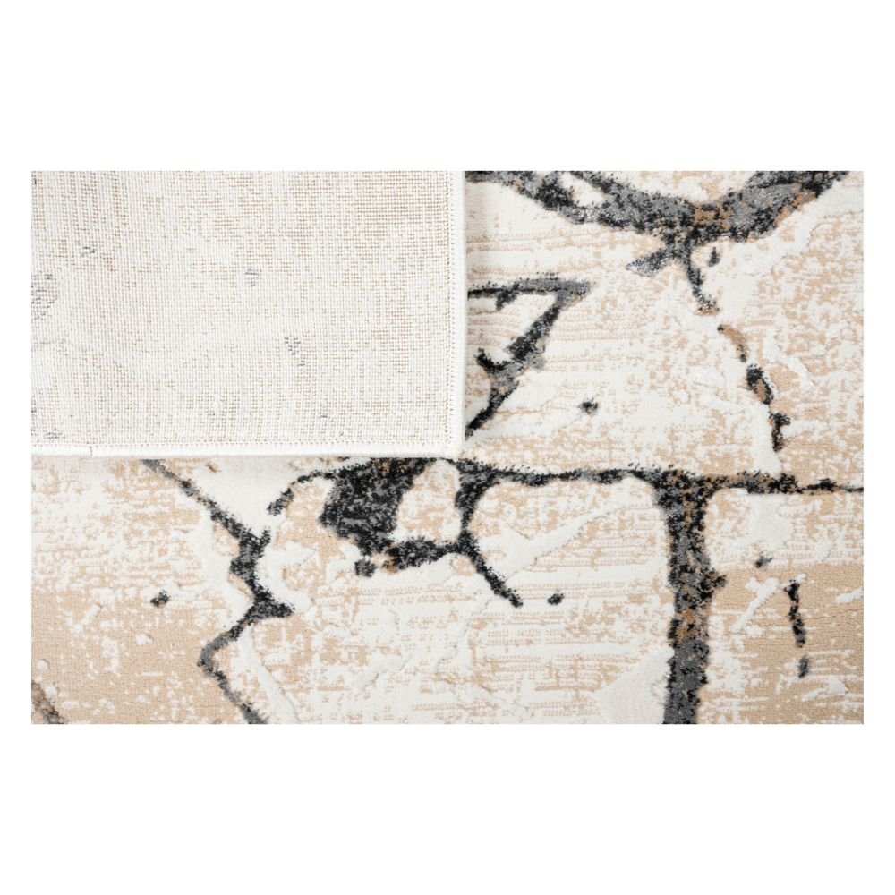 Tapete decorativo colección Dalia T2328 rectangular en poliéster y polipropileno color gris crema