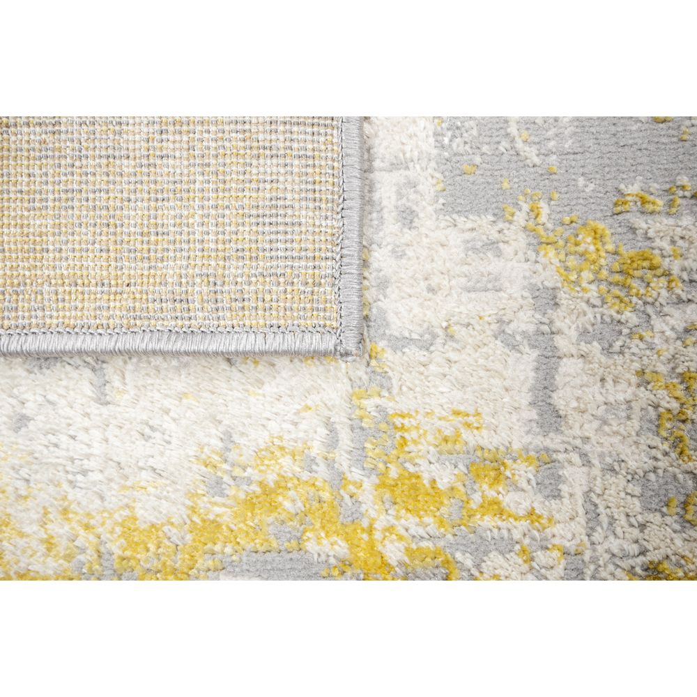 Tapete decorativo Deniz U7010 rectangular de poliéster en oro, crema y gris