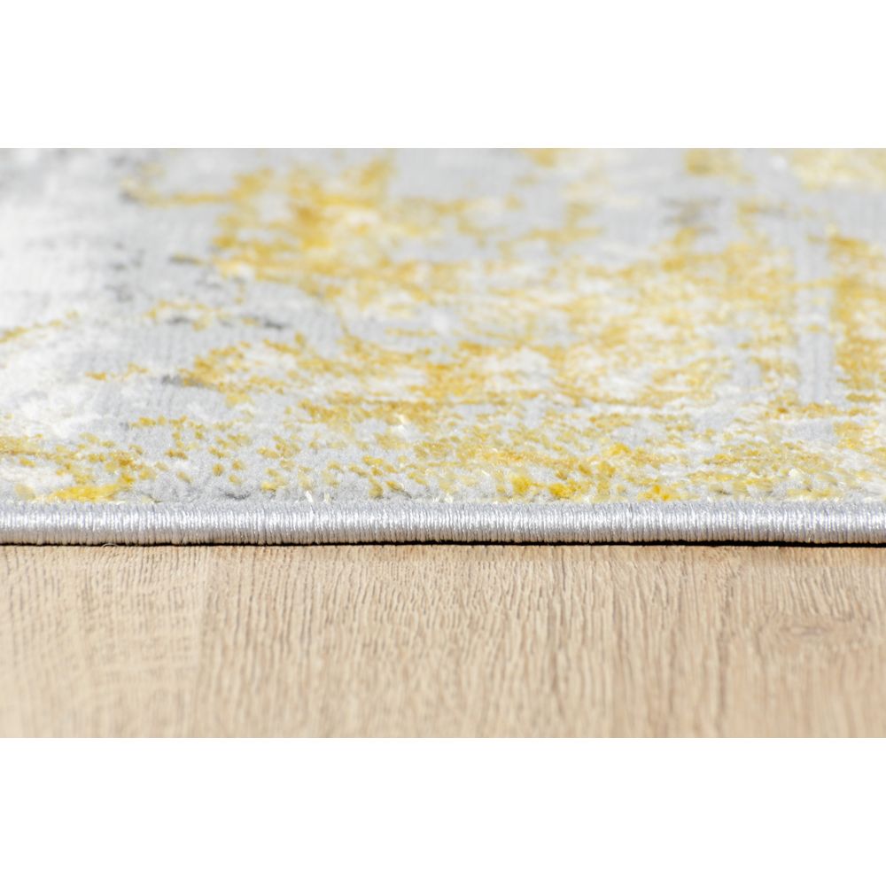 Tapete decorativo Deniz U7010 rectangular de poliéster en oro, crema y gris