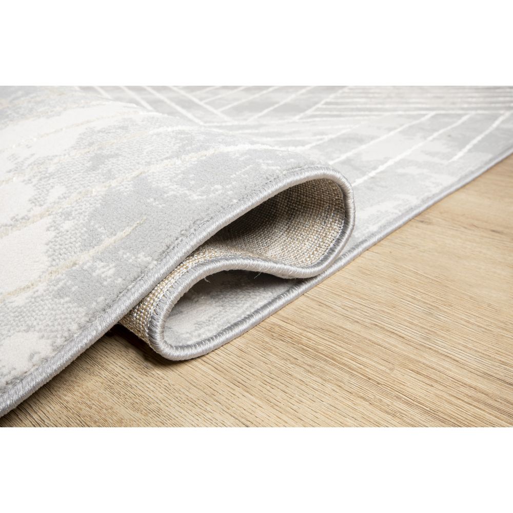 Tapete decorativo colección Deniz U7011 rectangular de poliéster en gris crema