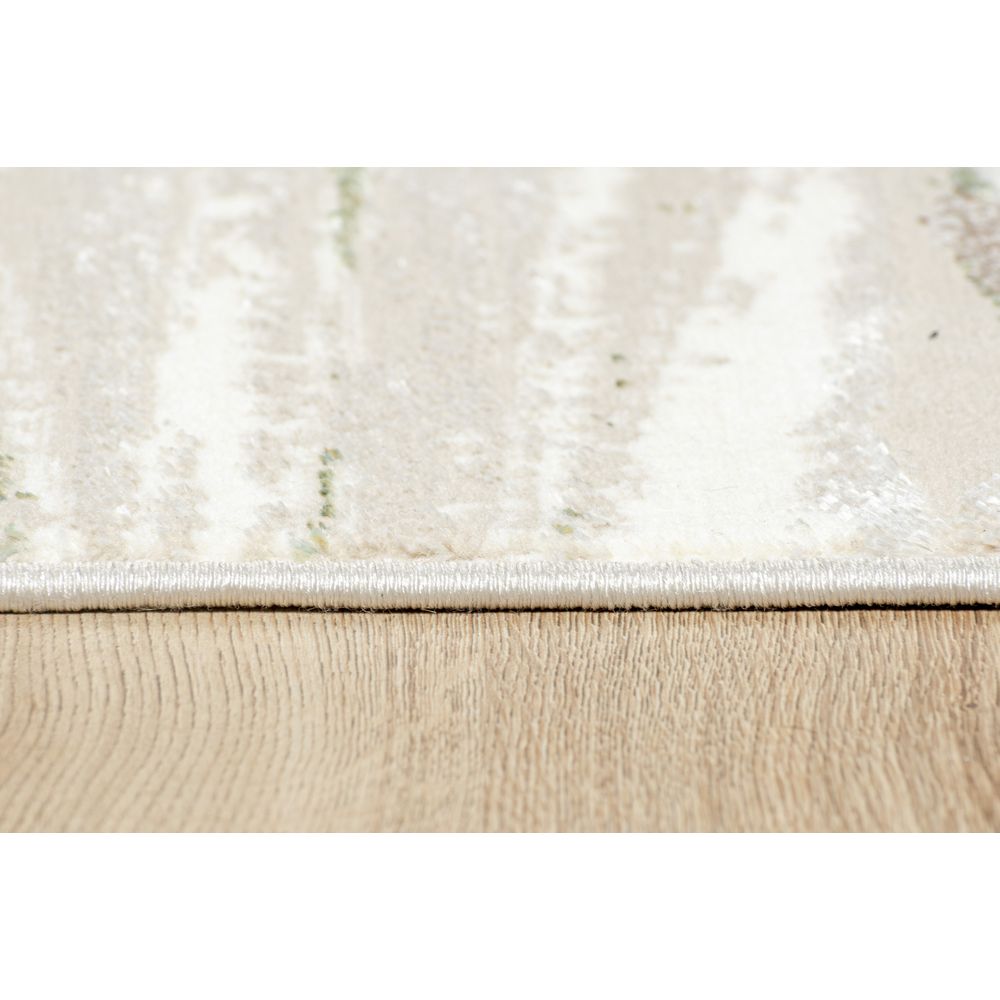 Tapete decorativo colección Deniz rectangular en poliéster crema y verde de pelo corto