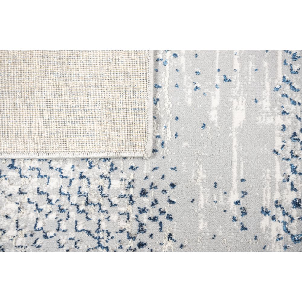 Tapete decorativo colección Deniz U7014 rectangular de poliéster pelo corto en tonos gris, crema y azul