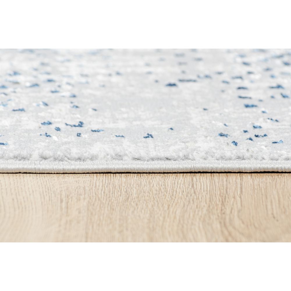 Tapete decorativo colección Deniz U7014 rectangular de poliéster pelo corto en tonos gris, crema y azul