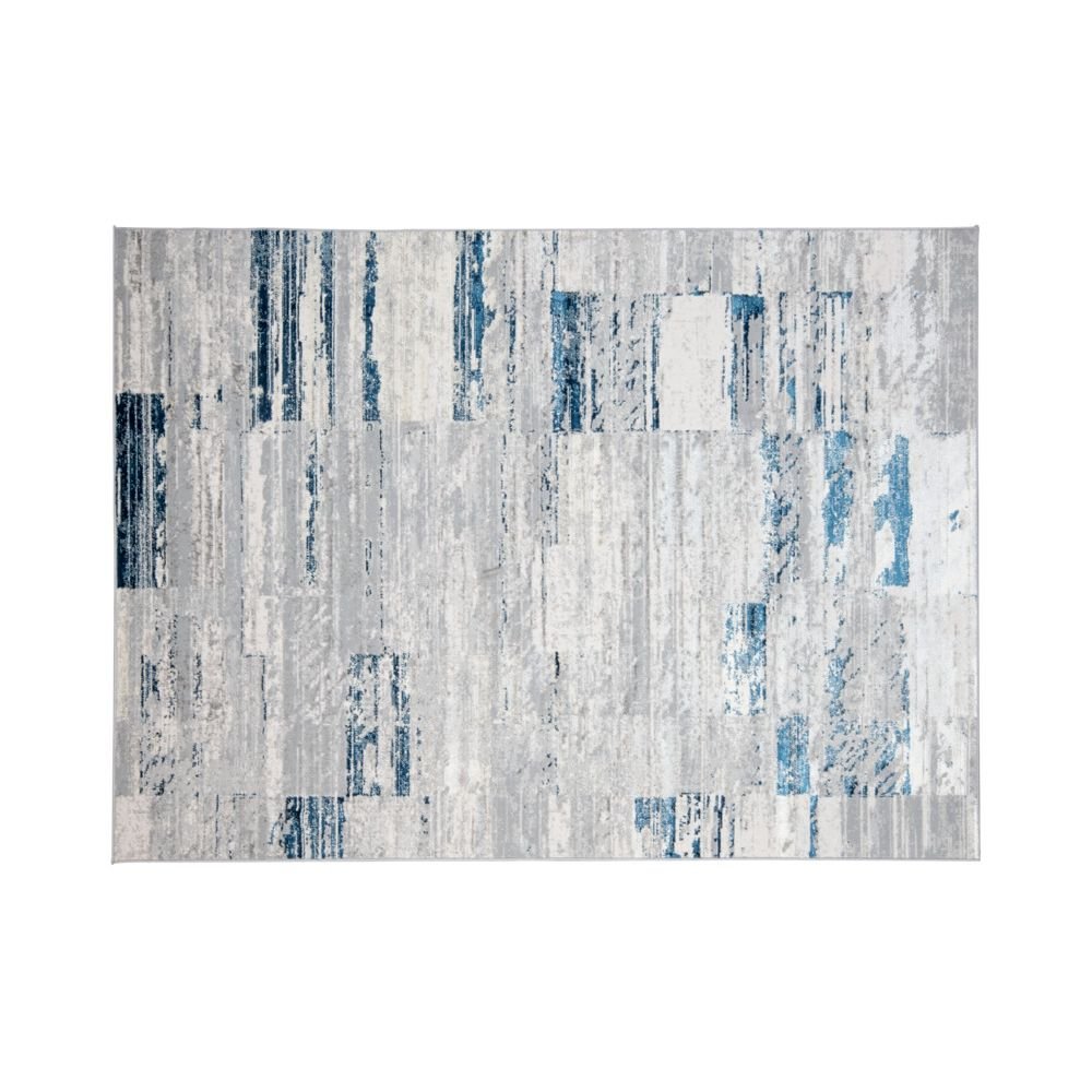 Tapete decorativo colección Deniz U7015 rectangular de poliéster en tonos gris, crema y azul