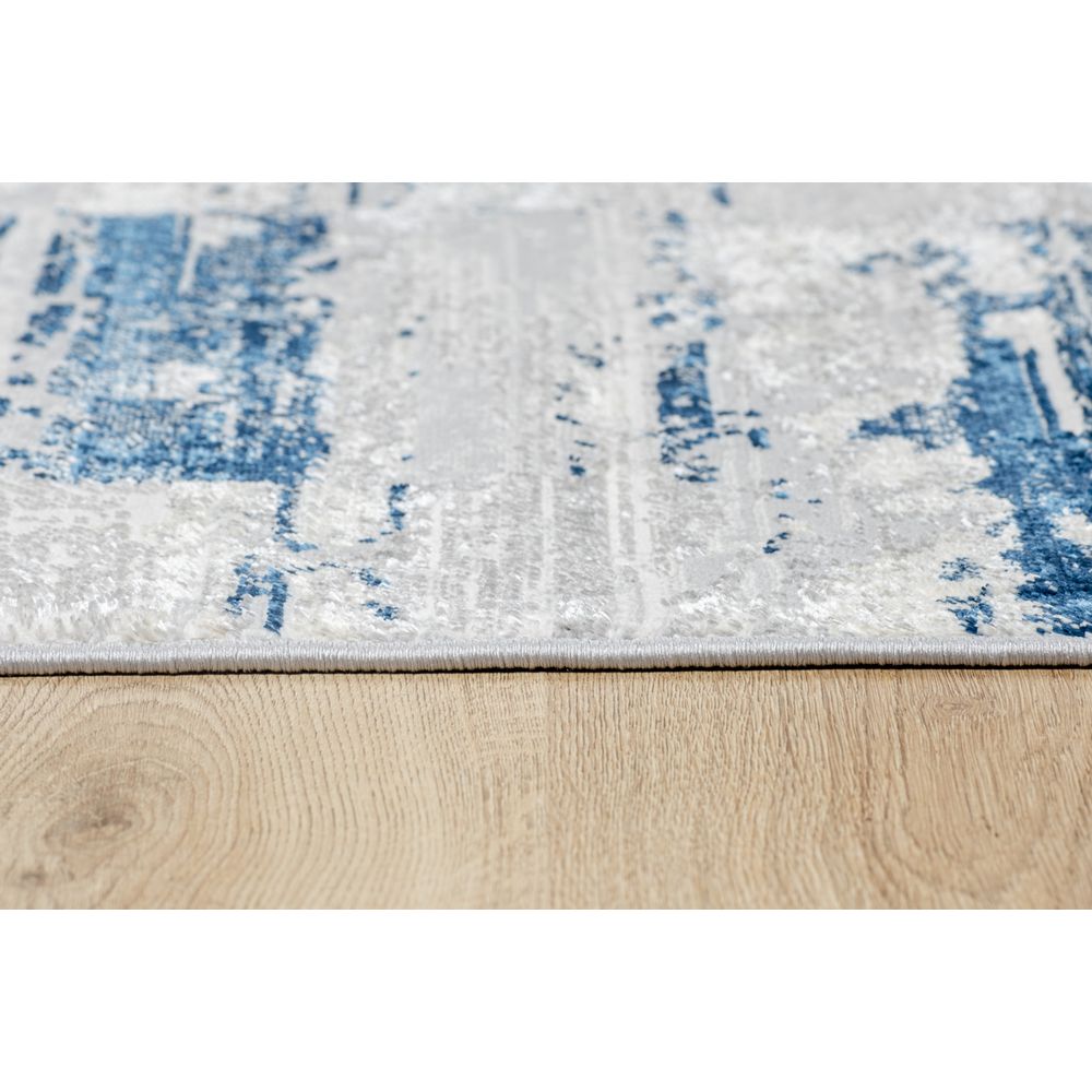 Tapete decorativo colección Deniz U7015 rectangular de poliéster en tonos gris, crema y azul