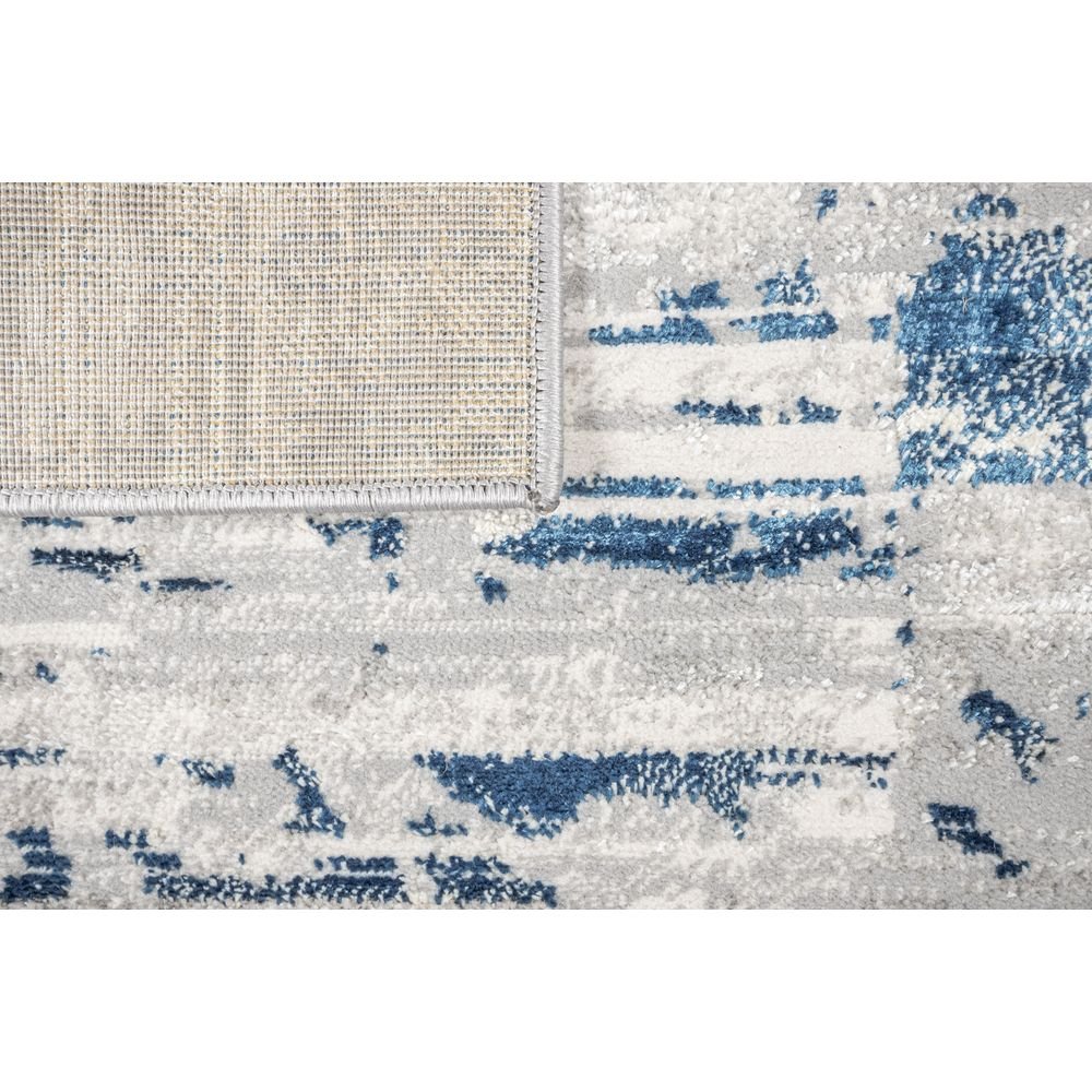 Tapete decorativo colección Deniz U7015 rectangular de poliéster en tonos gris, crema y azul